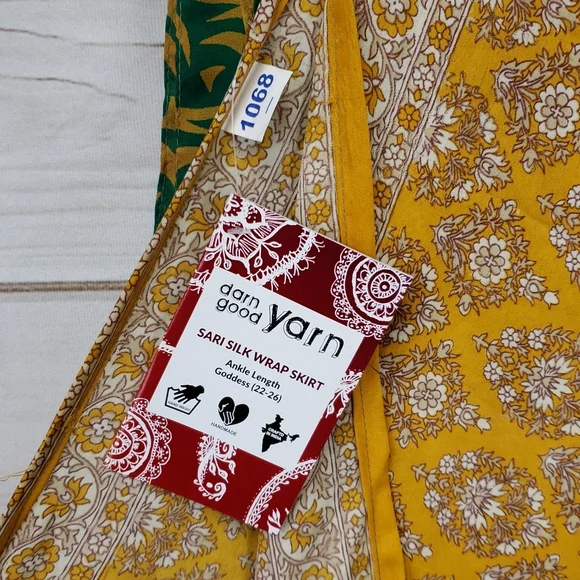 Darn Good Yarn Sari Silk Wrap Skirt Ankle Goddess - Picture 7 of 16